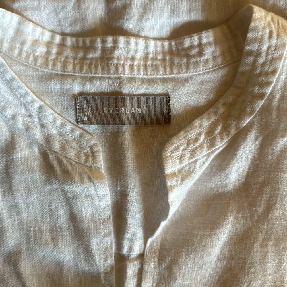 Everlane The Linen Split-Neck Top Sz 6 - Picture 5 of 7